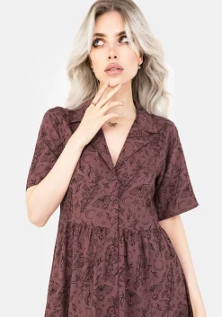 Roxana Moth Foxglove Button Down Midi Shirt Dress