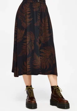 Ruin Fern Printed Midaxi Skirt - Brown