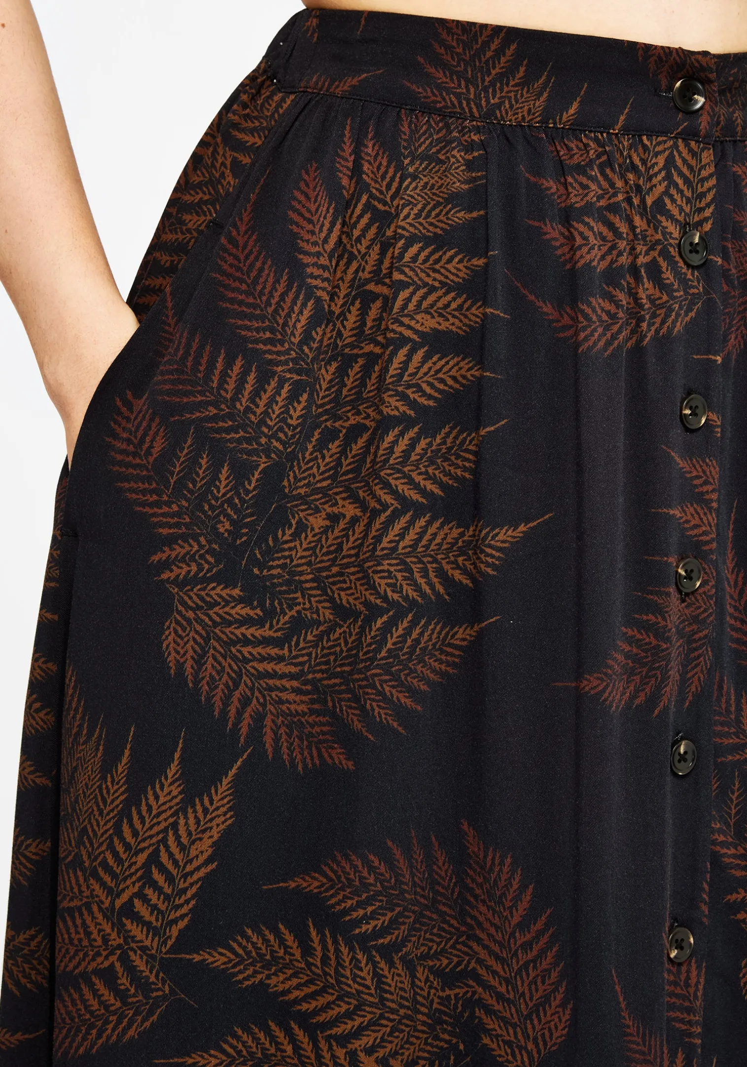Ruin Fern Printed Midaxi Skirt - Brown