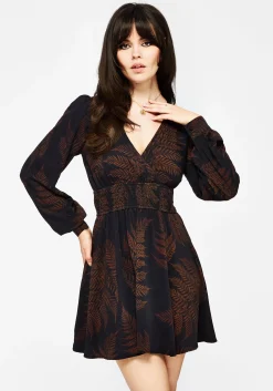 Ruin Fern Printed Mini Dress - Brown