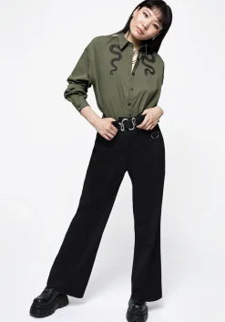 Ruthless Double Waistband Wide Leg Trousers