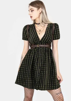 Rydal Check Button Up Mini Dress - Green