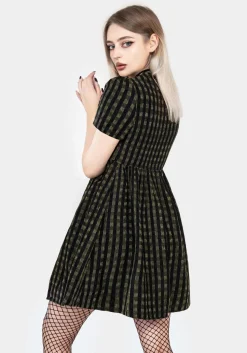 Rydal Check Button Up Mini Dress - Green