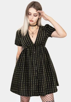 Rydal Check Button Up Mini Dress - Green