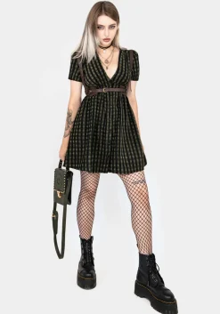 Rydal Check Button Up Mini Dress - Green
