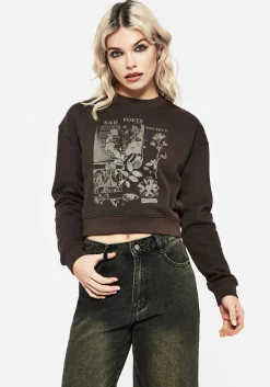 Sad Poets Graphic Print Crop Sweatshirt