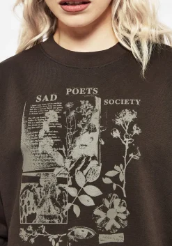 Sad Poets Graphic Print Crop Sweatshirt