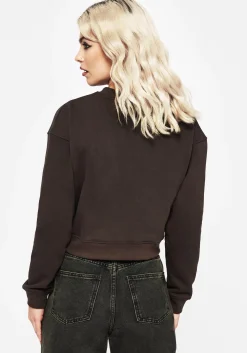 Sad Poets Graphic Print Crop Sweatshirt