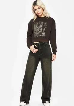 Sad Poets Graphic Print Crop Sweatshirt
