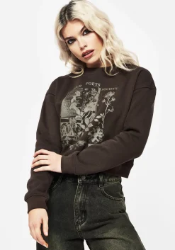 Sad Poets Graphic Print Crop Sweatshirt