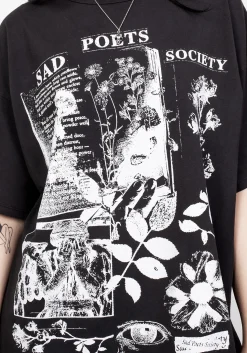 Sad Poets Washed Black Oversized Tee Dress