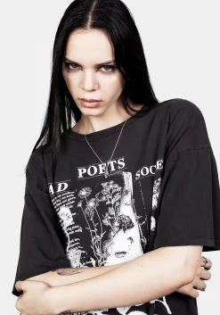 Sad Poets Washed Black Oversized Tee Dress