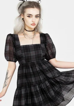 Salome Organza Check Mini Dress