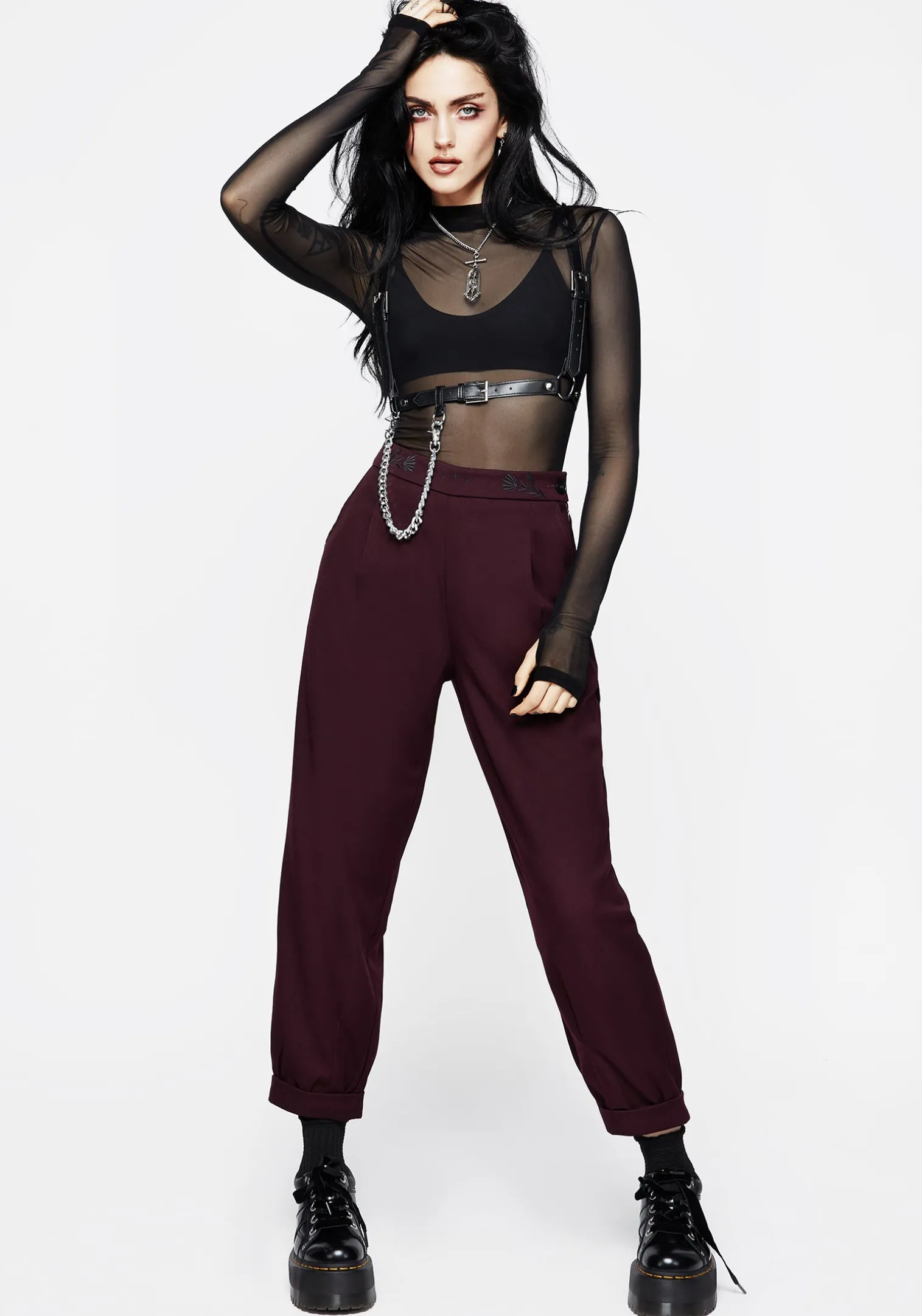 Salvia Floral Embroidered Balloon Trousers