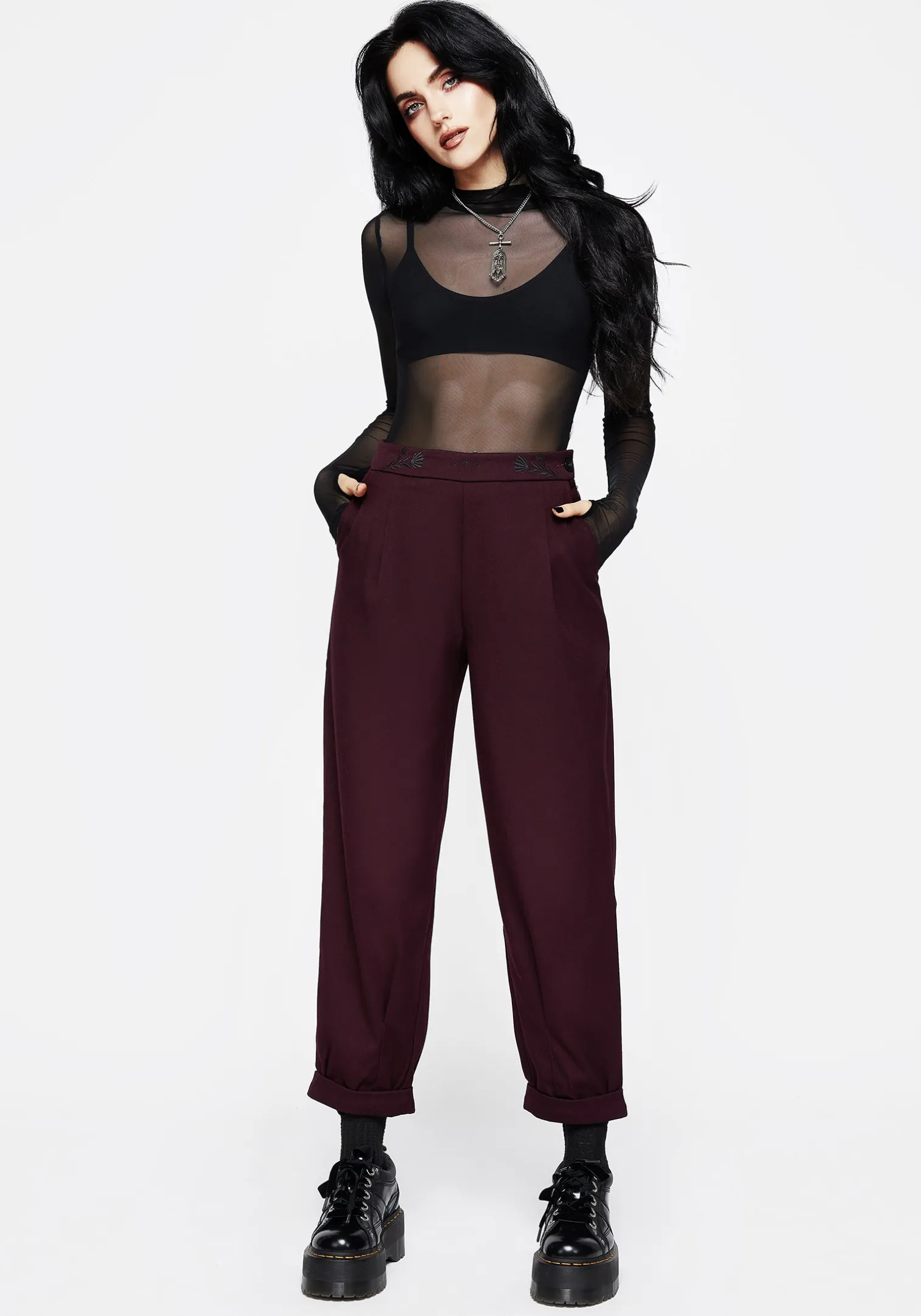 Salvia Floral Embroidered Balloon Trousers
