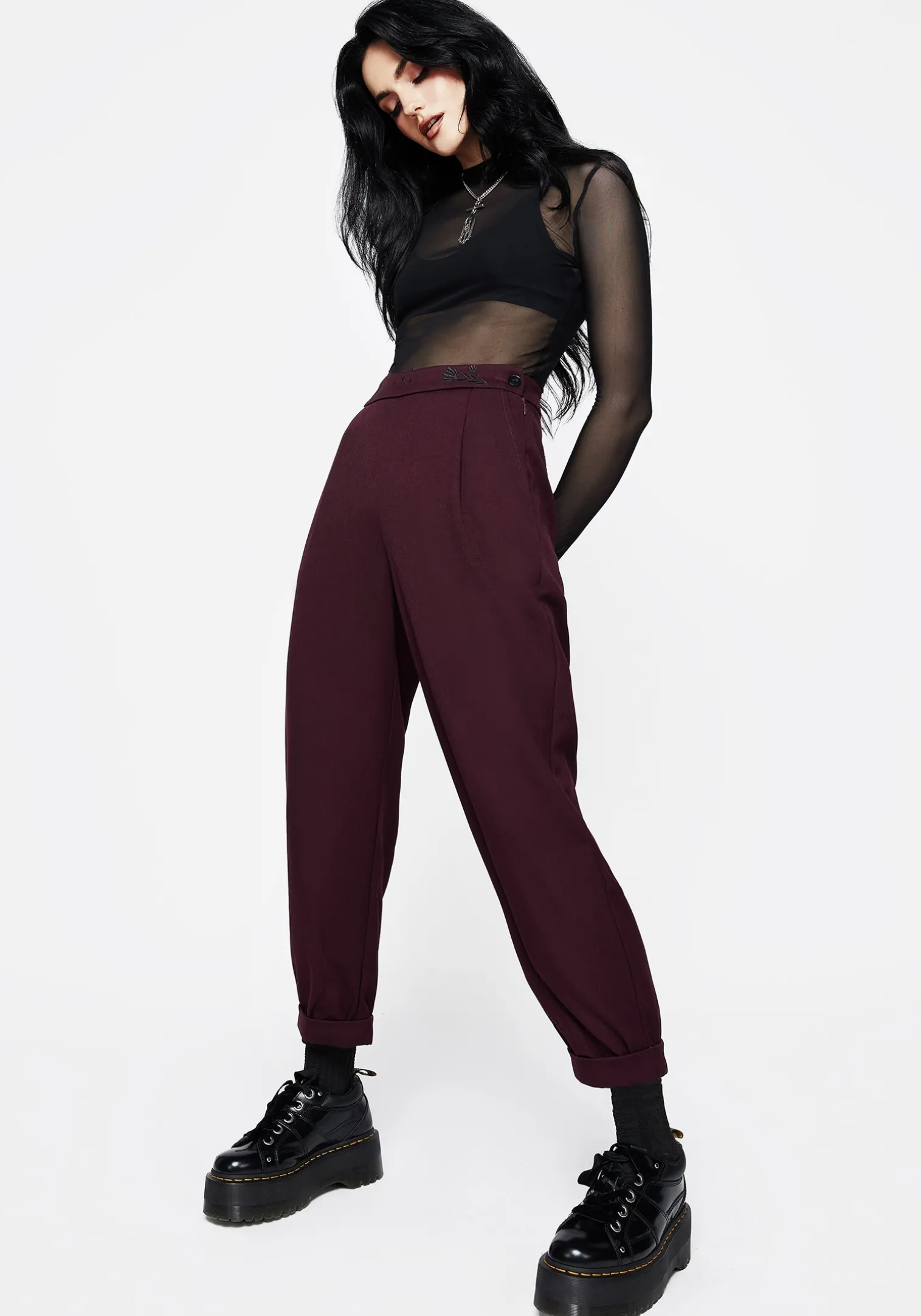 Salvia Floral Embroidered Balloon Trousers