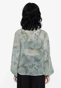 Sapphira Dragon Print Button Up Shirt