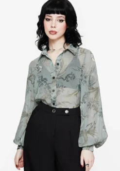 Sapphira Dragon Print Button Up Shirt