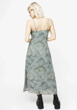 Sapphira Dragon Print Chiffon Midaxi Slip Dress
