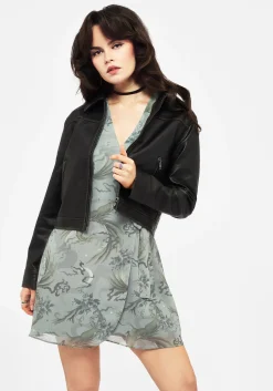 Sapphira Dragon Print Chiffon Mini Wrap Dress