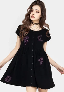 Scutellaria Embroidered Button Up Mini Dress