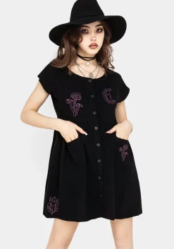 Scutellaria Embroidered Button Up Mini Dress