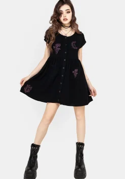 Scutellaria Embroidered Button Up Mini Dress