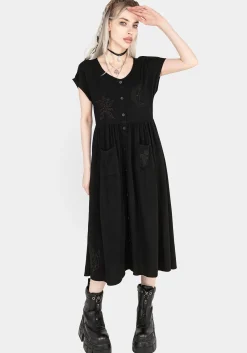Scutellaria Embroidered Button Up Midi Dress