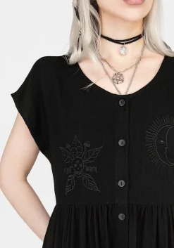 Scutellaria Embroidered Button Up Midi Dress