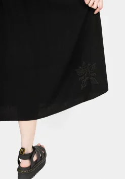 Scutellaria Embroidered Button Up Midi Dress