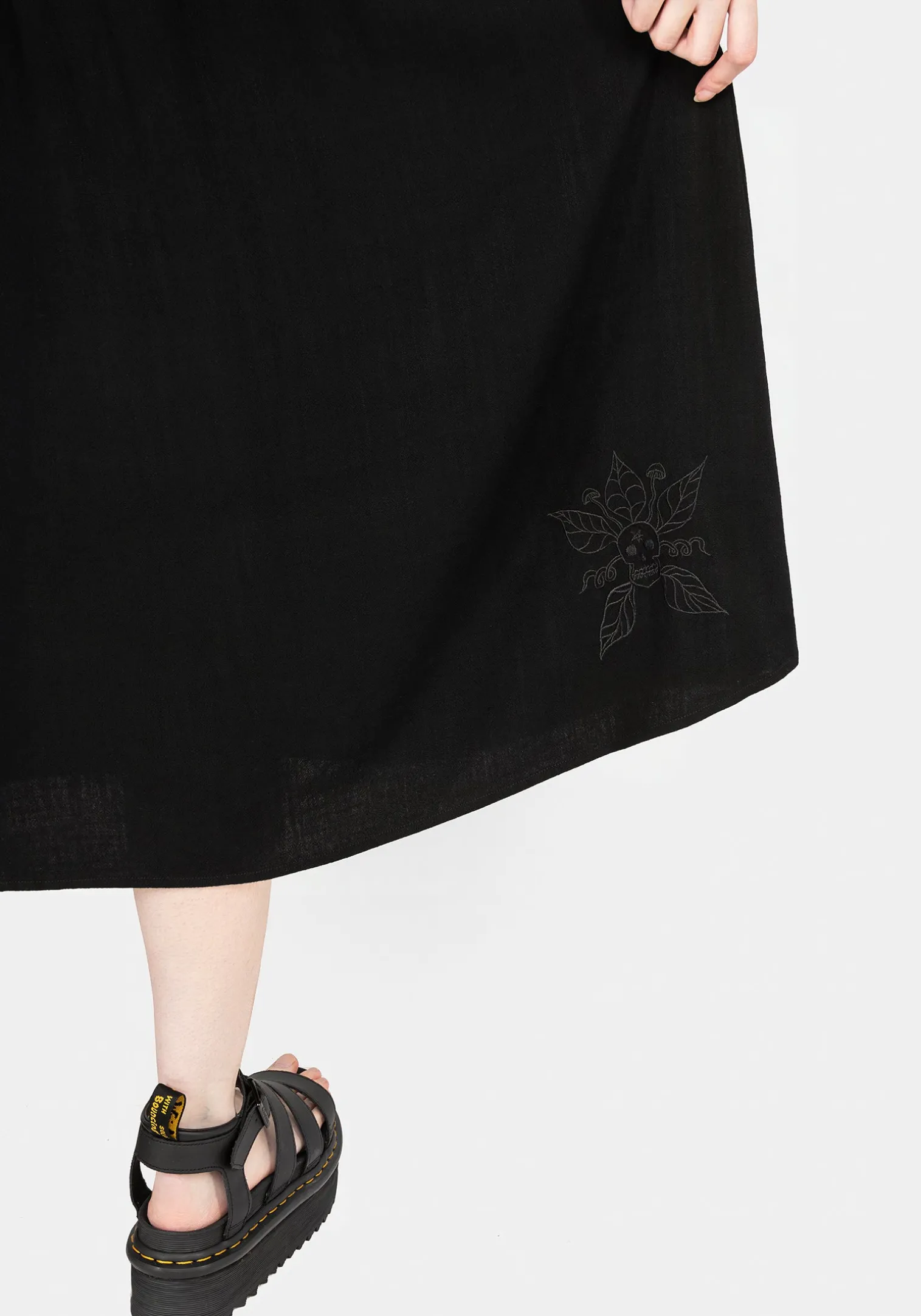 Scutellaria Embroidered Button Up Midi Dress