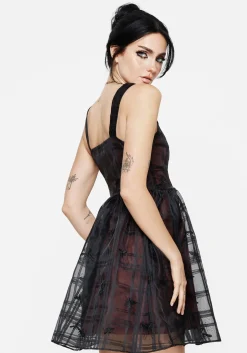 Sedona Organza Check Embroidered Mini Dress