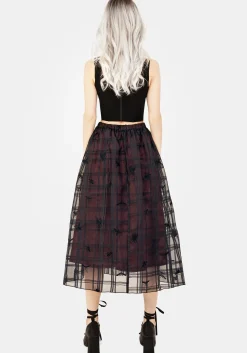 Sedona Organza Check Embroidered Midaxi Skirt