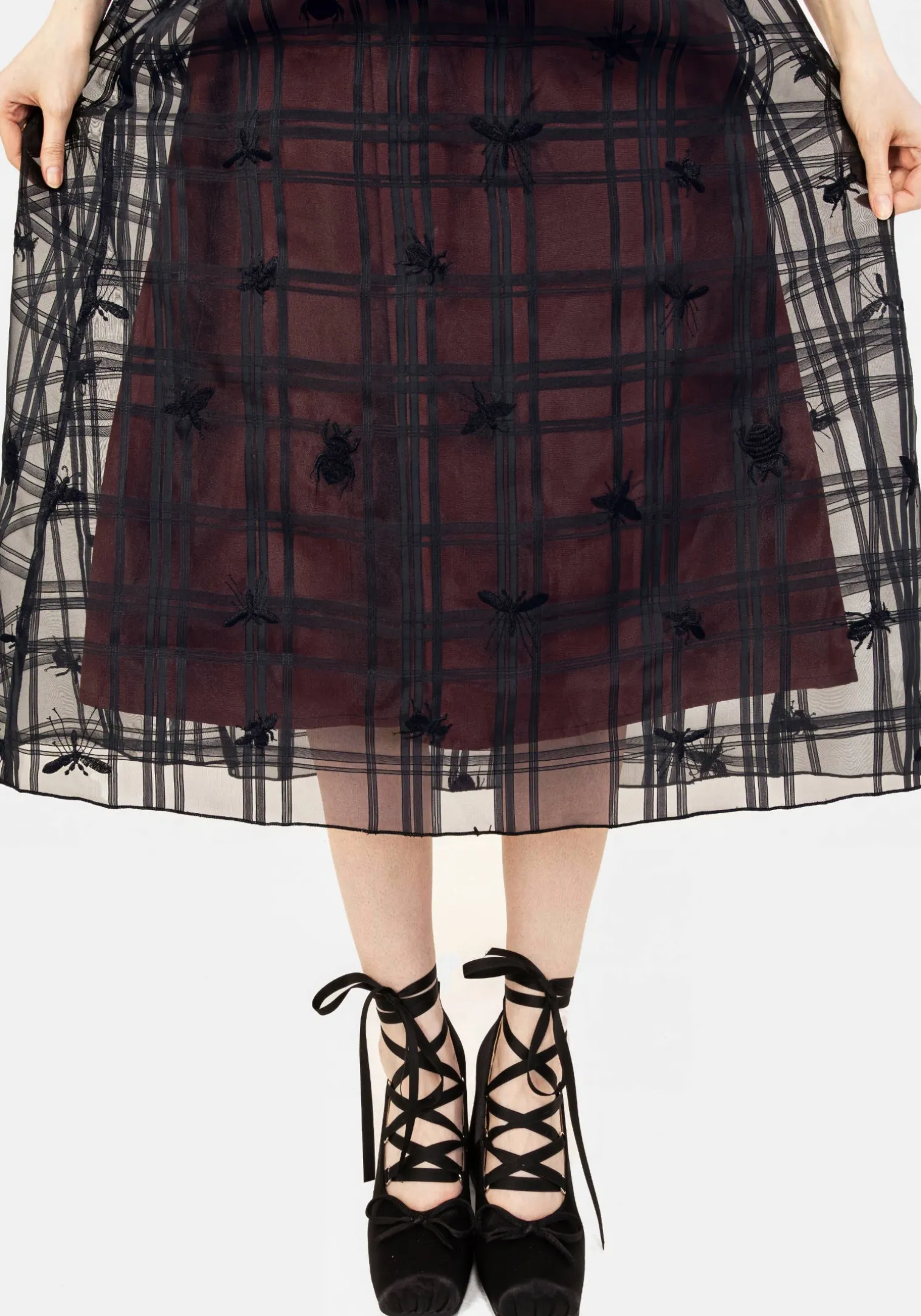 Sedona Organza Check Embroidered Midaxi Skirt