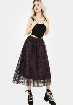 Sedona Organza Check Embroidered Midaxi Skirt