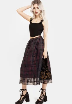 Sedona Organza Check Embroidered Midaxi Skirt