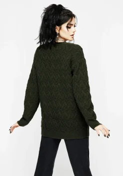 Seelie Embroidered Cable Knit Cardigan