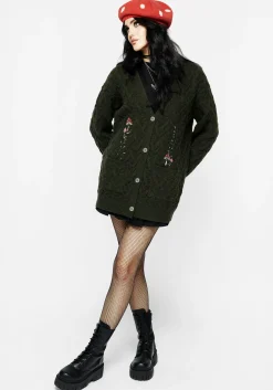 Seelie Embroidered Cable Knit Cardigan