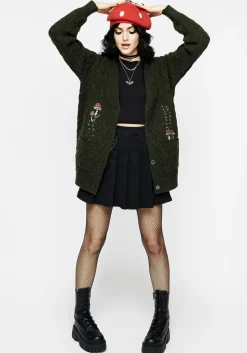 Seelie Embroidered Cable Knit Cardigan
