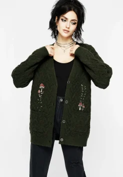 Seelie Embroidered Cable Knit Cardigan