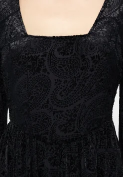 Sempre Velour Devore Corset Mini Dress with Neck Wrap