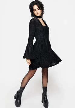 Sempre Velour Devore Corset Mini Dress with Neck Wrap