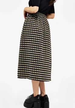 Sensus Check Button Front Midi Skirt