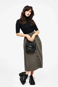 Sensus Check Button Front Midi Skirt