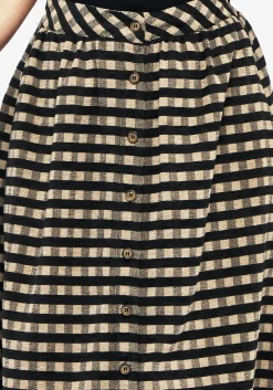 Sensus Check Button Front Midi Skirt