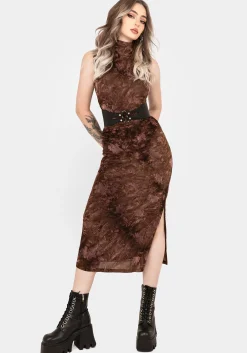 Serenade High Neck Ruched Floral Midaxi Dress
