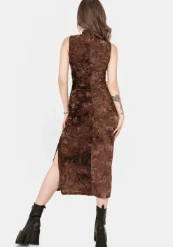 Serenade High Neck Ruched Floral Midaxi Dress
