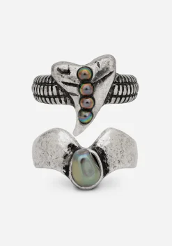Shark Tooth Black Pearl Layered Ring Set