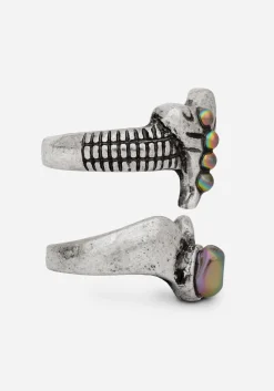 Shark Tooth Black Pearl Layered Ring Set
