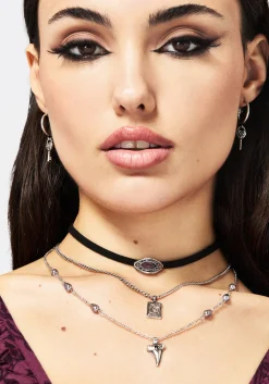 Shark Tooth Black Pearl Layered Necklace